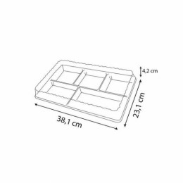 Plateau repas plastique 5 compartiments blanc 38,1 x 23,1 x 4,2 cm - par 60