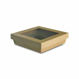 Barquette kraft brun ingraissable avec fenêtre 1000 ml - par 40