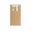 Étui à couverts kraft brun avec serviette blanche 22,5 x 11,5 cm - par 100