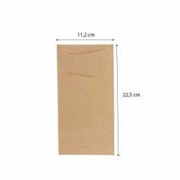 Étui à couverts kraft brun avec serviette blanche 22,5 x 11,5 cm - par 100