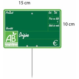 Etiquette pique inox Bio Primeur 15 x 10 cm - par 10
