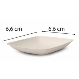 Mini assiette carrée bagasse 6,6 x 6,6 cm - par 50