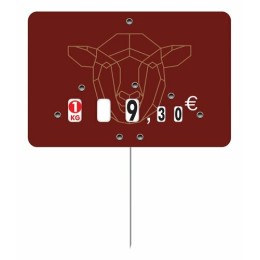 Étiquette Géotradi rouge agneau à roulettes 8 x 12 cm - par 10