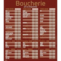 Tableau tarif boucherie Geotradi rouge