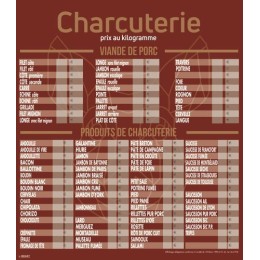 Tableau tarif charcuterie Géotradi rouge