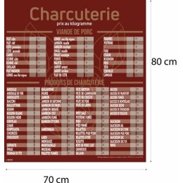 Tableau tarif charcuterie Géotradi rouge