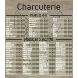 Tableau tarif charcuterie Geotradi bois