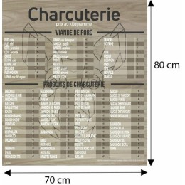 Tableau tarif charcuterie Geotradi bois