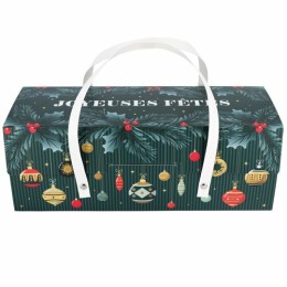 Boite à bûche à poignées Joyeuses Fêtes 30 x 11 x 11 cm