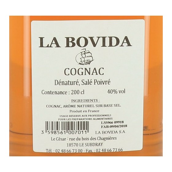 Cognac 40° dénaturé - par 2 L
