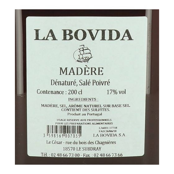 Madère 17° dénaturé - par 2 L