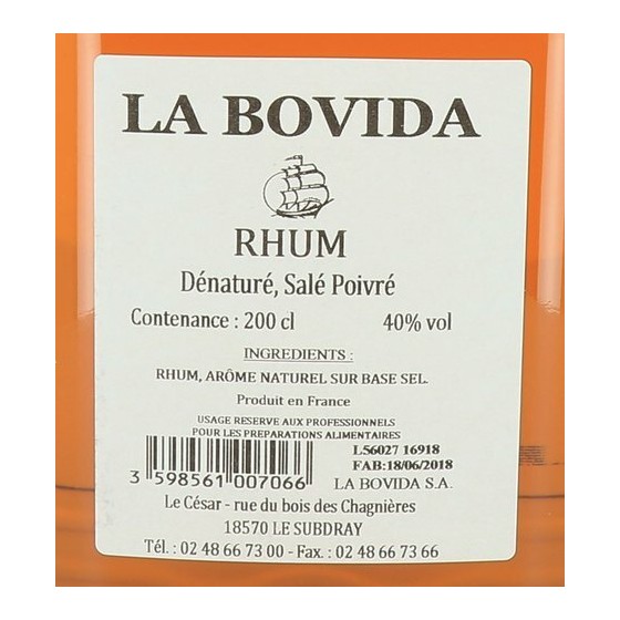 Rhum 40° dénaturé - par 2 L