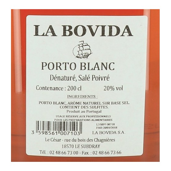 Porto Blanc 20° dénaturé - par 2 L