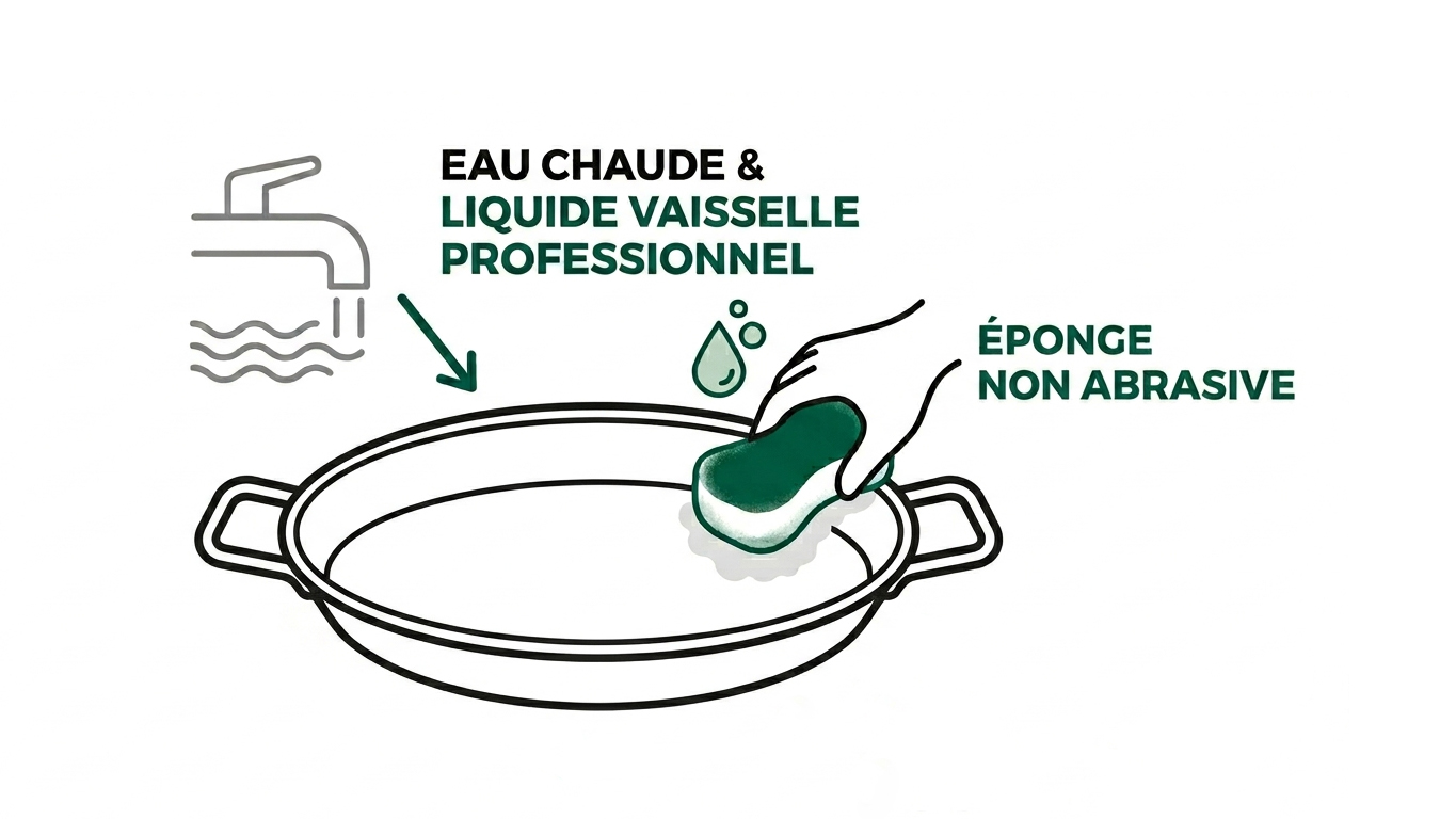 Schéma nettoyage plat à paella